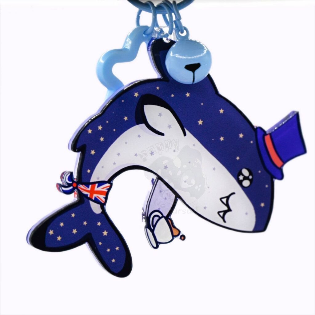 British Shark Day and Night Double-sided Large Acrylic Keychain
