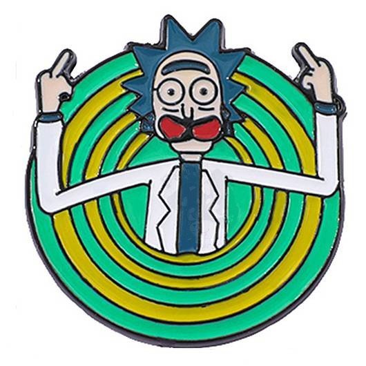 Rick from Rick & Morty Flipping the double bird Enamel Pin Badge