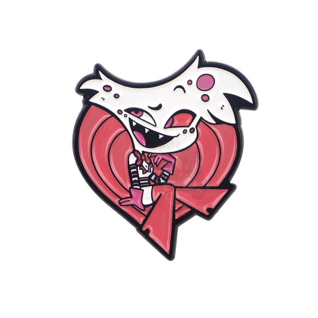 Angel Dust from Hazbin Hotel heart-shaped Enamel Pin Badge