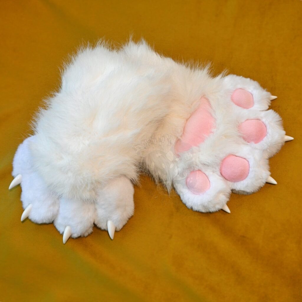 Delux Squeaky Paw Gloves - White with Pink Pads